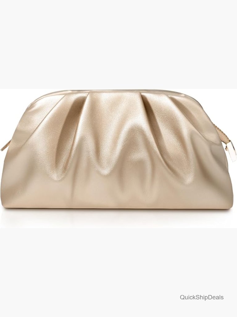 Soft Pleated Pu Evening Clutch With Detachable Chain Strap
